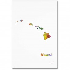 Trademark Fine Art "Hawaii State Map-1" Canvas Art by Marlene Watson   